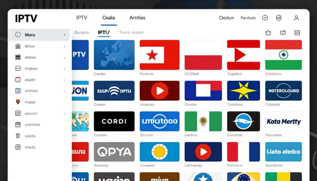IPTV app interface showing international channels available in Canada