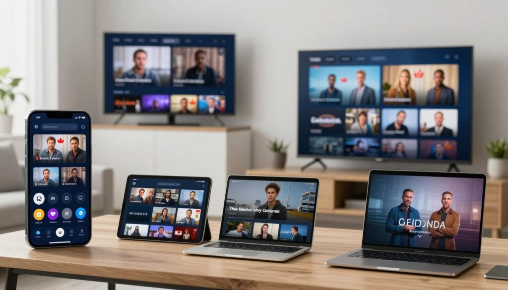 IPTV service on multiple devices showing Canadian channels