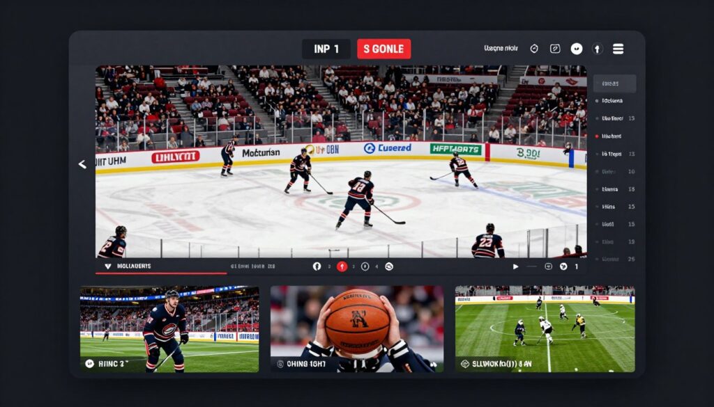 canadian sports stream iptv showing hockey game and multiple sports channels