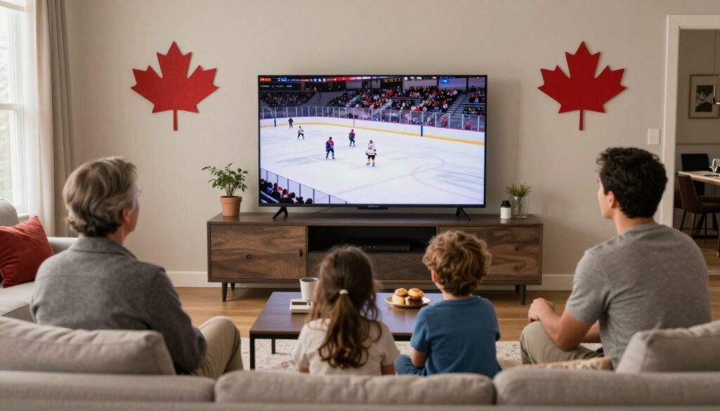 maple iptv canada affordable service showing family watching live channels on smart tv