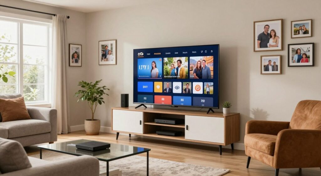 modern Canadian living room with IPTV streaming setup