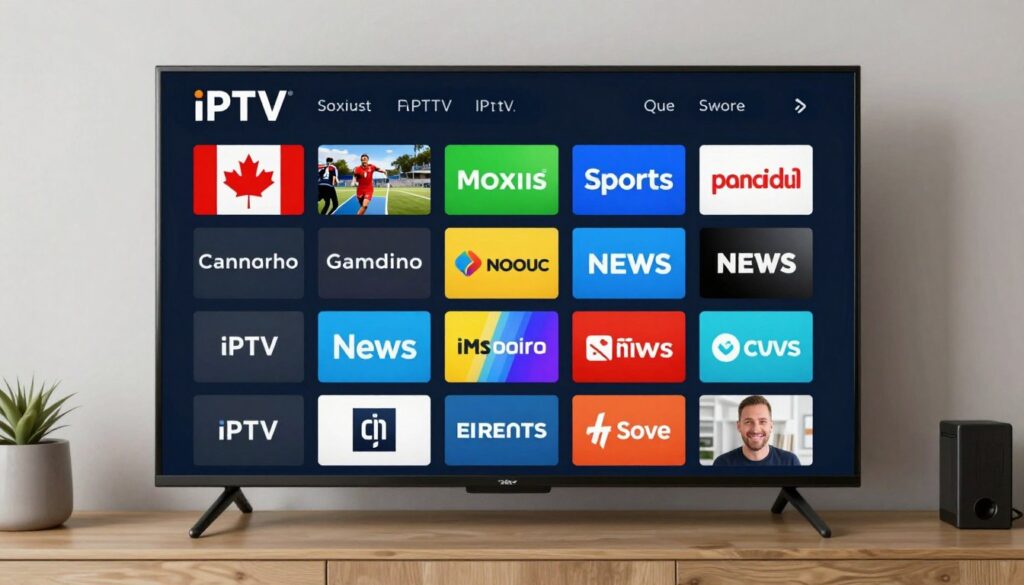 premium IPTV Canada service interface showing sports and entertainment channels