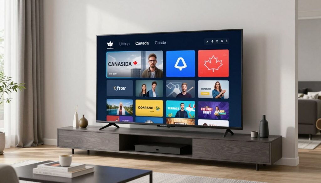 top rated IPTV Canada streaming service on smart TV showing multiple channels