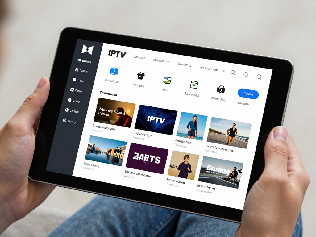 IPTV app interface on Android tablet showing international channels