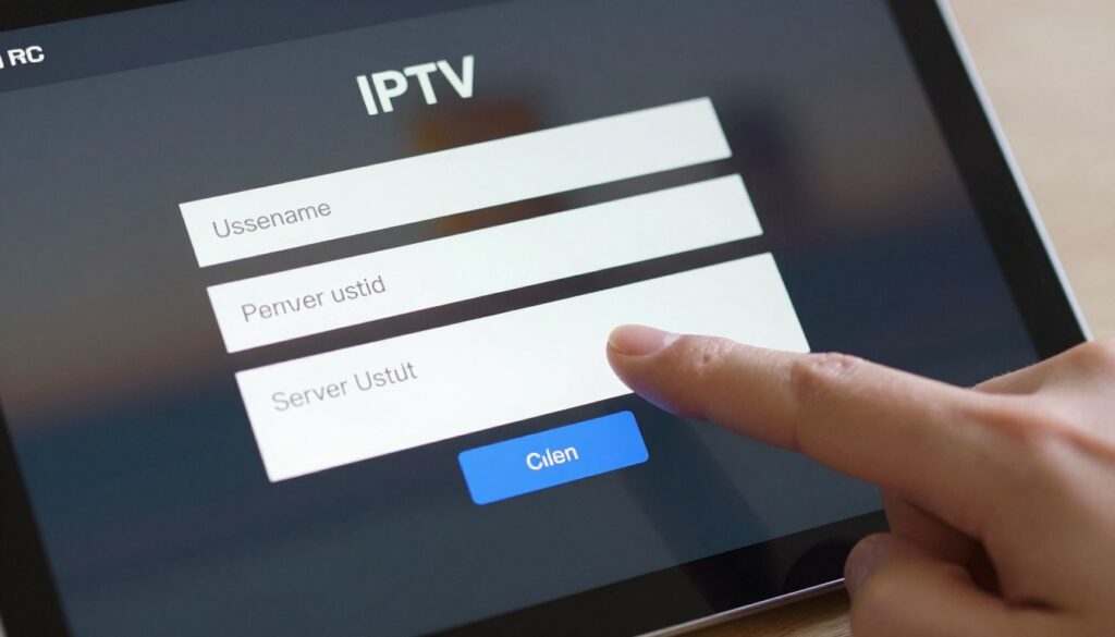 IPTV app setup screen showing credential entry fields