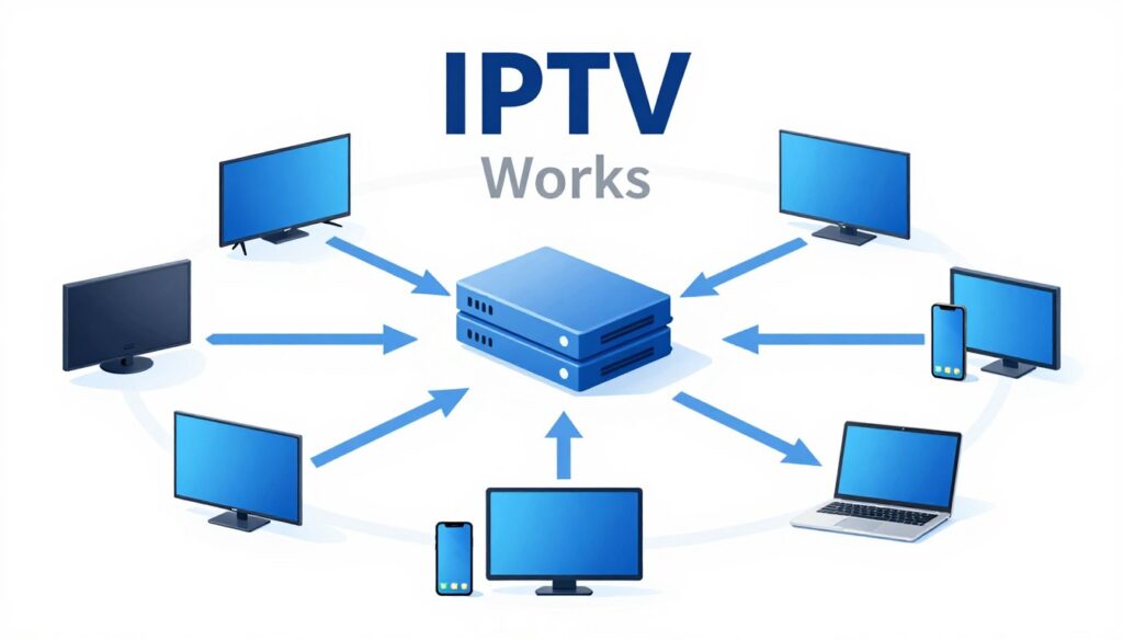 IPTV technology diagram showing internet streaming