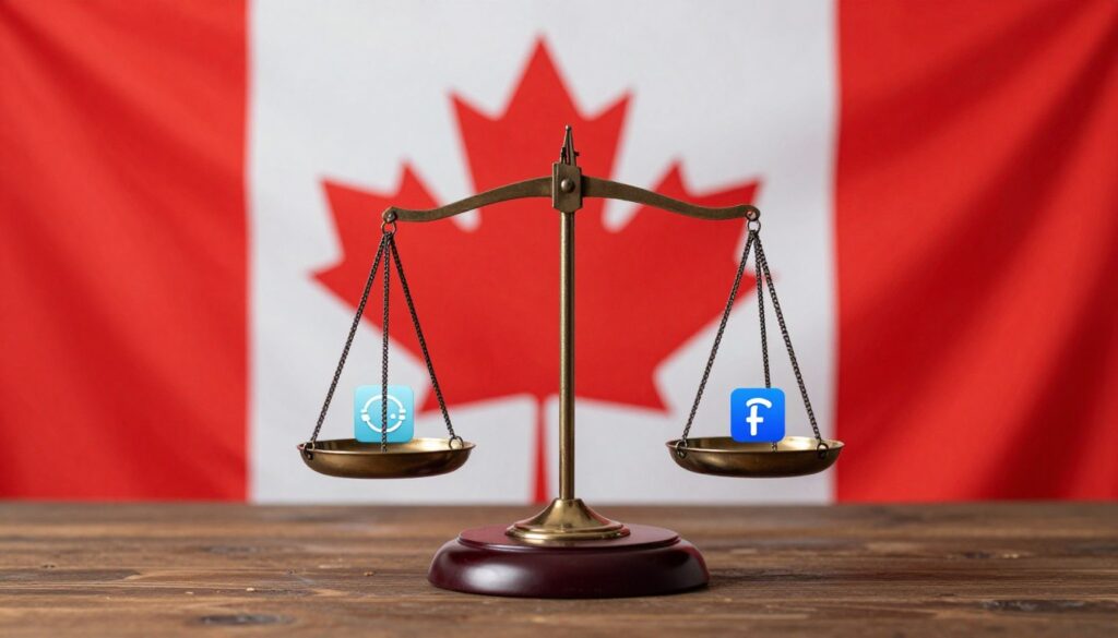 Legal scales and Canadian flag symbolizing IPTV regulations