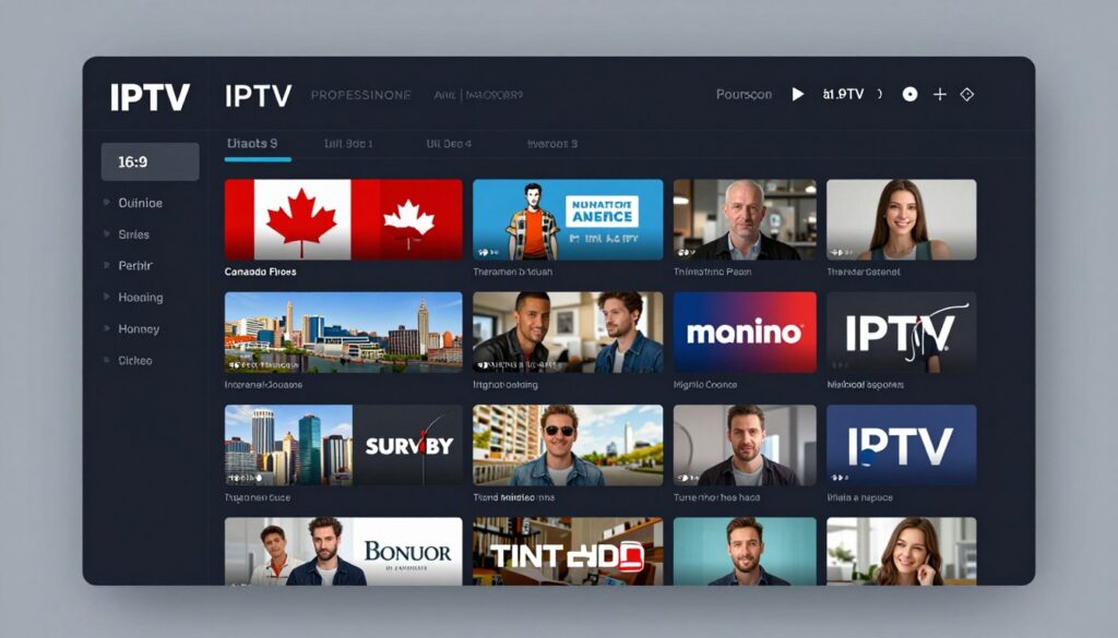 Premium IPTV service dashboard showing channel guide and streaming interface
