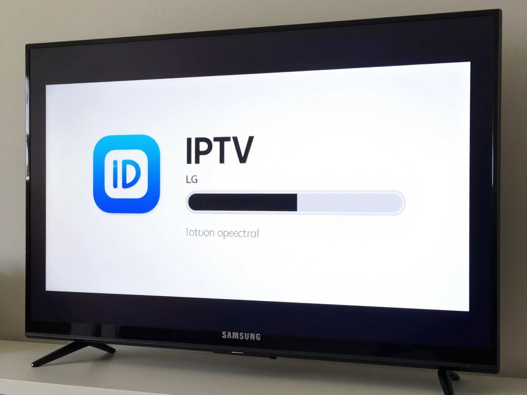 Smart TV screen showing IPTV app installation interface