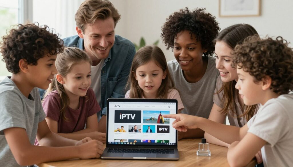 canadian family selecting iptv service