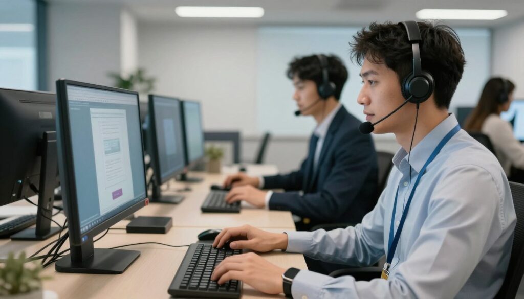 customer support representative assisting IPTV user via multiple channels
