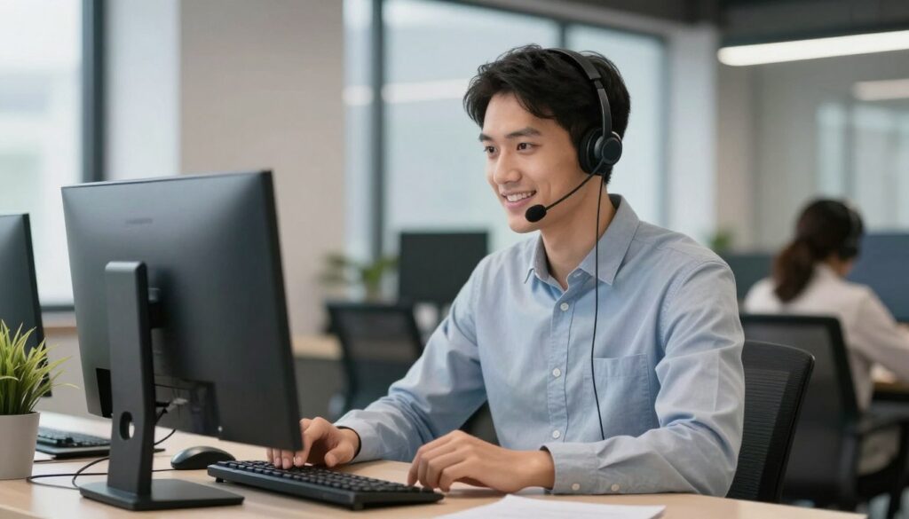 customer support representative helping IPTV user via live chat