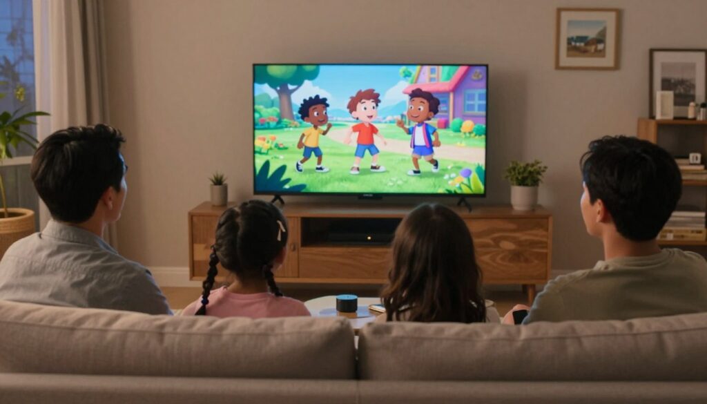 family watching iptv canada service together
