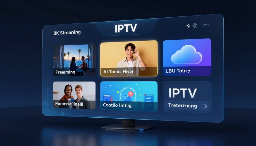 futuristic IPTV streaming technology visualization