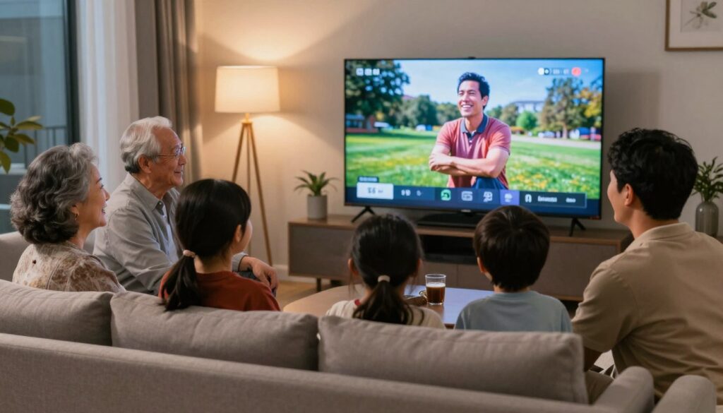 happy canadian family enjoying iptv service