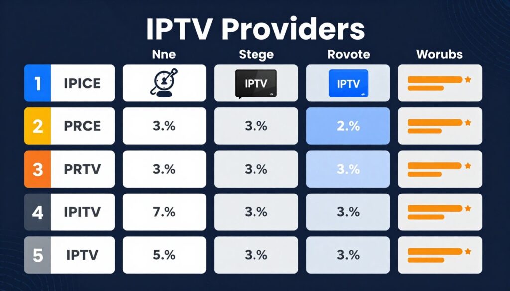 visual comparison chart of IPTV Canada providers features